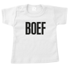 Wit katoenen shirt met de de tekst BOEF in zwarte letters