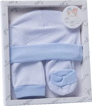 gamberittos geschenkset wit met blauwe stipjes voor babys