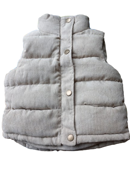 Bodywarmer ecru ribstof voorpand