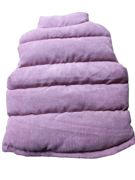 Bodywarmer oud roze ribstof achterpand