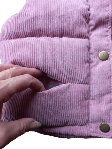 Bodywarmer oud roze ribstof zakjes