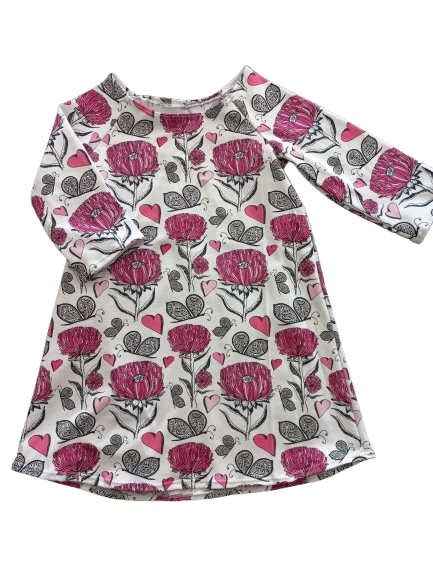 Jurkje gebloemd roze maat 98