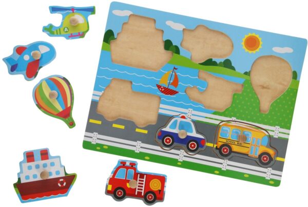1 houten puzzel v. voertuigen