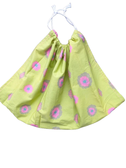 Weegdoek fel groen met hard roze bloem 2