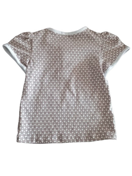 T-shirt taupe met witte stip maat 98