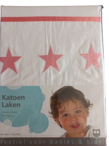 Laken met roze sterren en bies