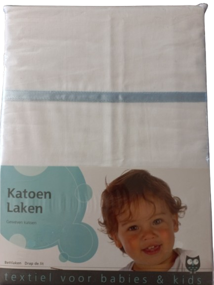 Laken met licht blauwe bies 75x100