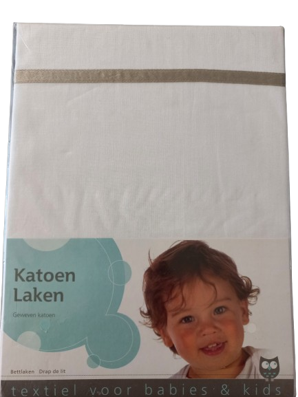 Laken met taupe bies 100x150