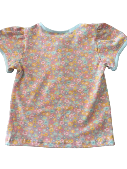 T-shirt oud roze gebloemd maat 98