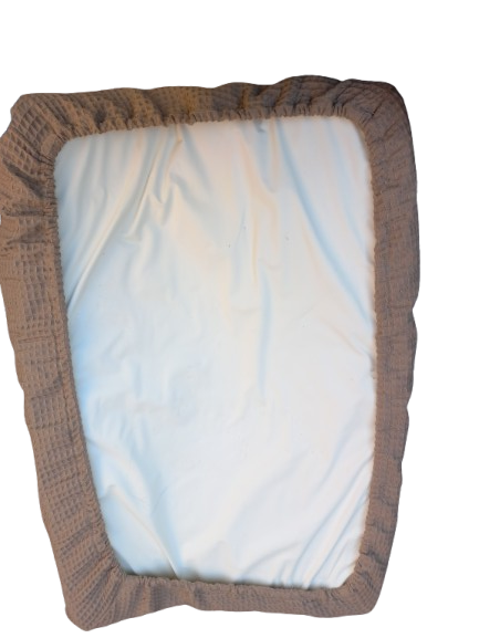 Aankleedkussen hoes taupe wafelstof a Aankleedkussen hoes Taupe