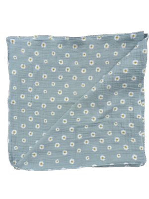 Hydrofieldoek oud groen met witte bloemetjes