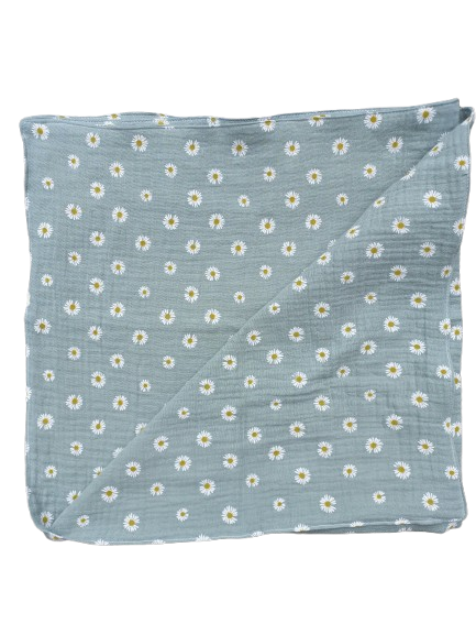 Hydrofieldoek oud groen met witte bloemetjes