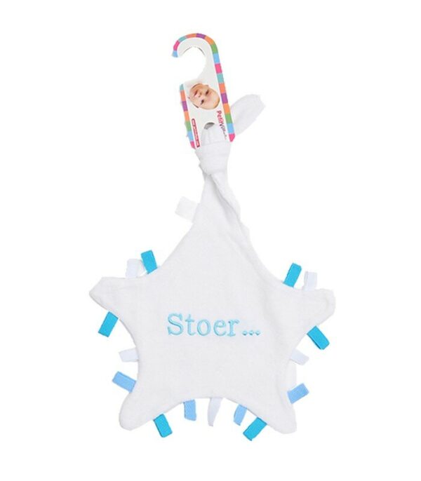 Tutdoekje stoer wit aqua Knuffeldoekje Stoer