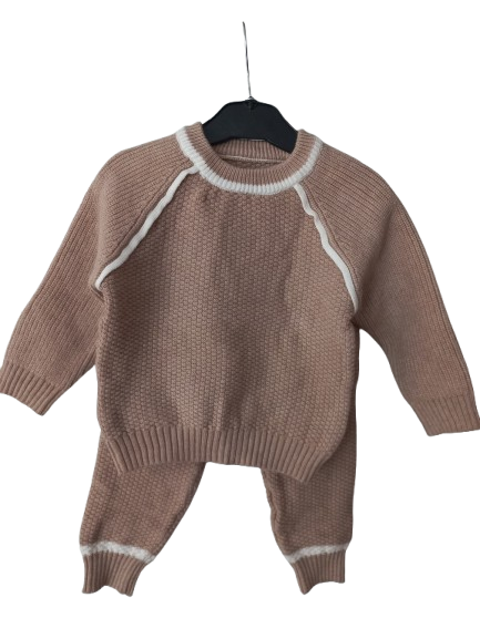 Gebreide set beige wit