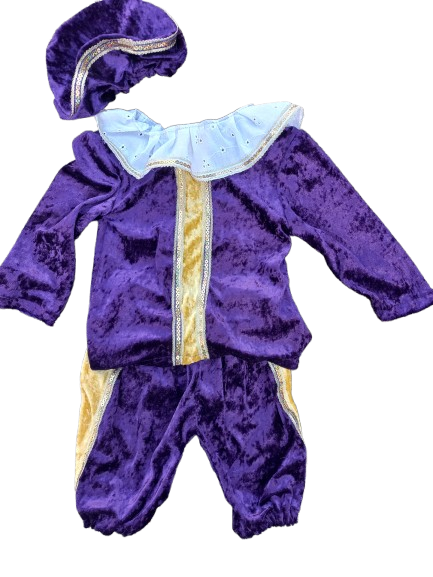 Pietenpak maat 80 paars met goud