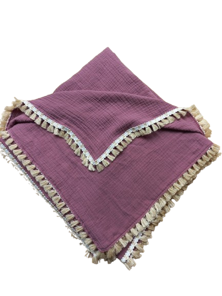 Hydrofieldoek oud roze met franje