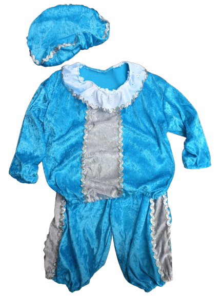 Pietenpakje lichtblauw grijs zilver maat 98/104