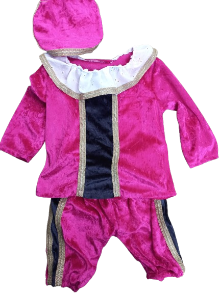 Pietenpakje roze met blauw maat 80