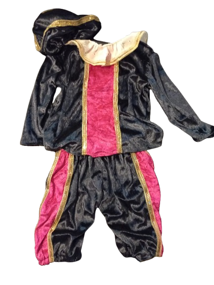 Pietenpakje donkerblauw roze en goud