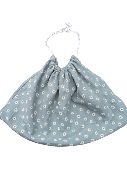 Weegdoek oud groen met bloemen