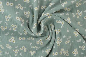 Hydrofiel oud groen met witte bloemetjes