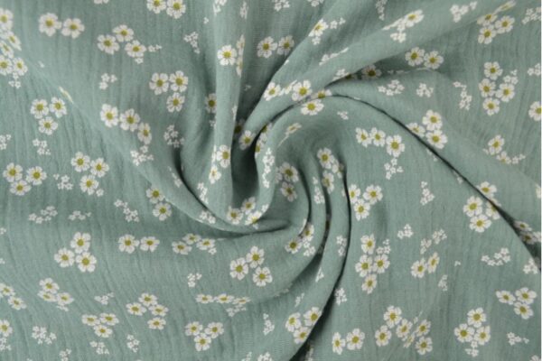 Hydrofiel oud groen met witte bloemetjes