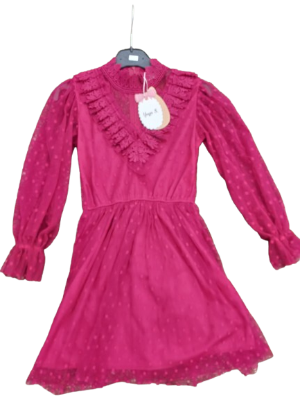 Bordeau rode kanten jurk