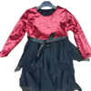 Rode glitter jurk met zwarte tule rok