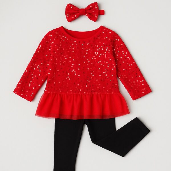 setje rood met zwarte legging