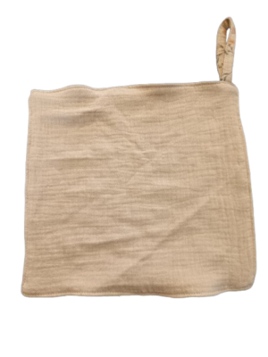 Speendoekje beige met oranje bloemetjes. achterkant