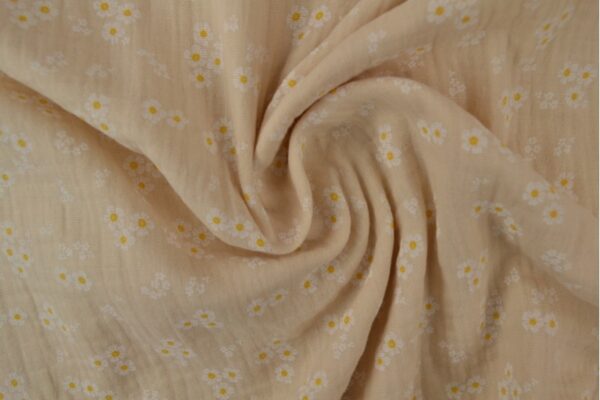 champagne hydrofiel met witte bloemetjes