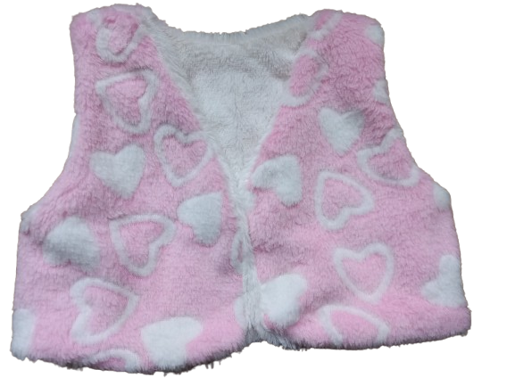 Bodywarmer fleece roze met wit hartjes