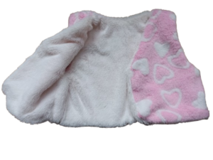 Bodywarmer roze fleece met witte hartjes 2