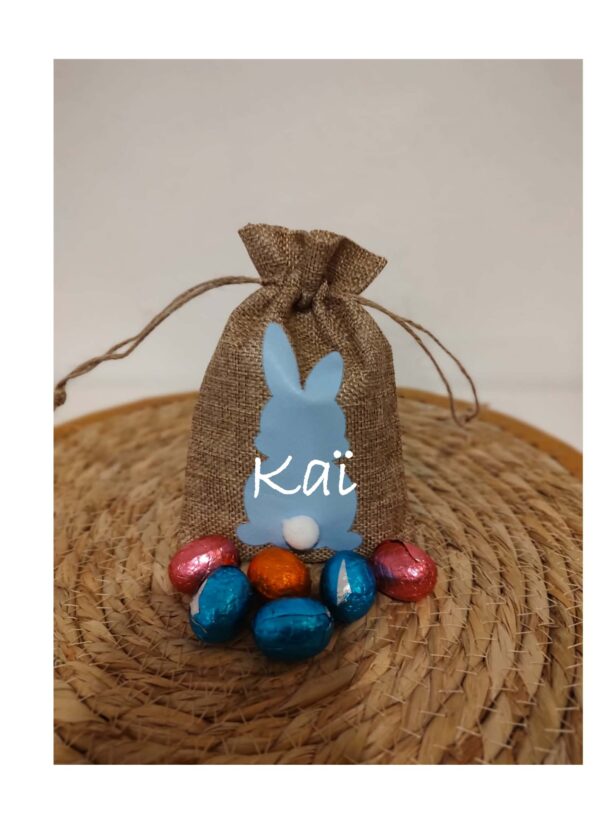 paaszakje lichtblauw haasje met staartje