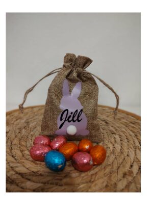 Jute paaszakje lila met staartje