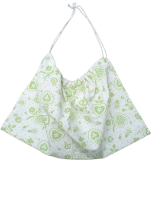 Weegdoek wit met licht groene hartjes