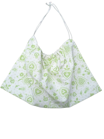 Weegdoek wit met licht groene hartjes