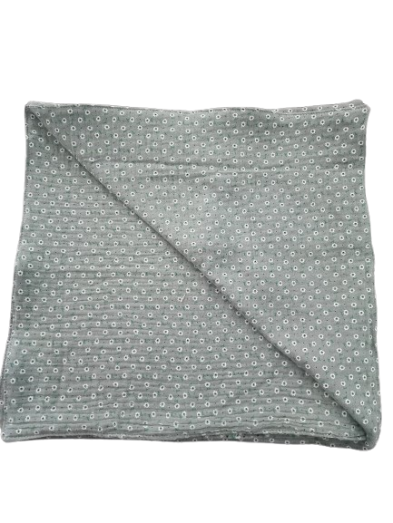 Hydrofieldoek oud groen met witte bloemetjes en blaadjes