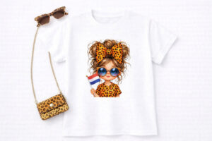 Tshirt wit met oranje meisje