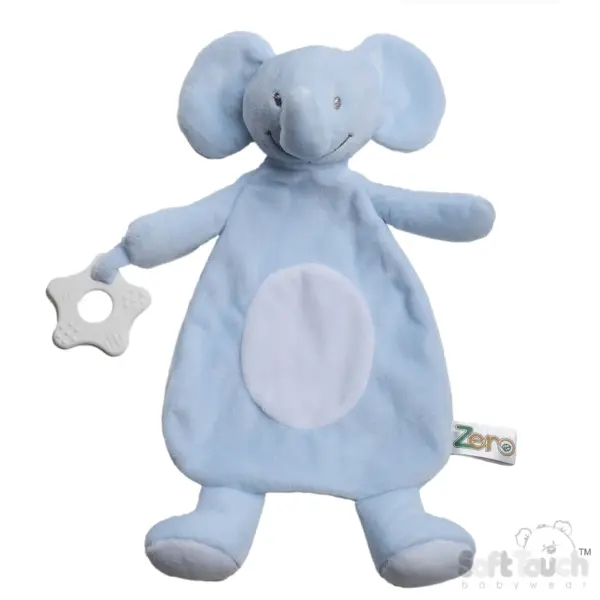 Soft Touch knuffeldoekje olifant met bijtring blauw