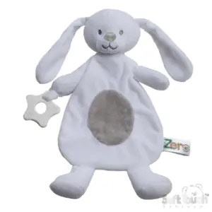 Soft Touch eco recycled knuffeldoekje met bijtring wit