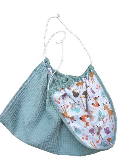 Weegdoek wafel oud groen met bosdieren Weegdoek wafel oud groen met bosdieren