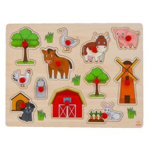 Knopjes puzzel boerderij Houten knopjes puzzel Boerderij