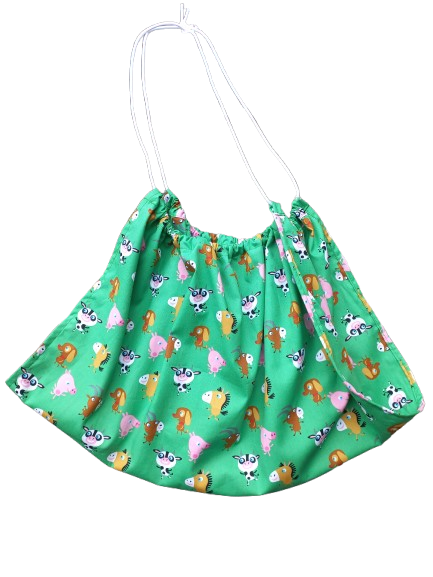 Weegdoek groen met boerderijdieren Weegdoek groen met boerderijdieren