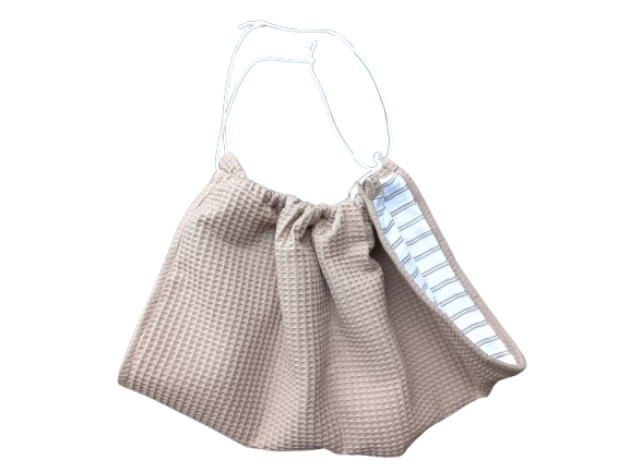 Weegdoek wafelt taupe met wit taupe gestreept hydrofiel weegdoek wafel taupe met wit taupe gestreepte hydrofiel