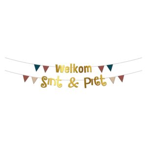 Welkom Sint & piet letterslinger goud Welkom Sint & Piet letterslinger goudkleurig