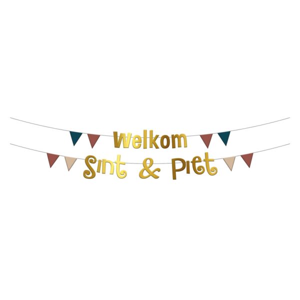 Welkom Sint & Piet letterslinger goudkleurig
